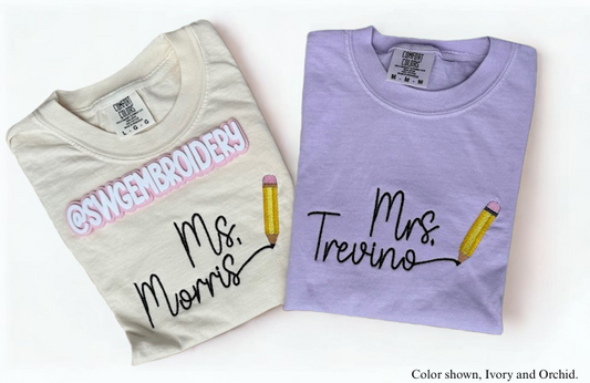 Pencil Script Teacher Tee