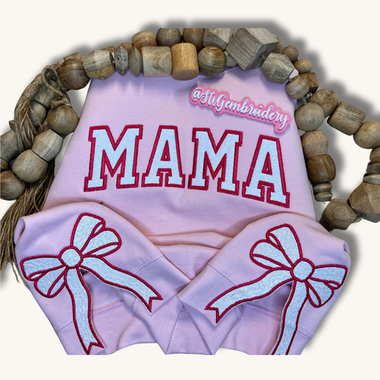 Varsity Glitter Mama with Side Slit Glitter Bows