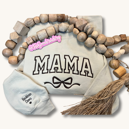 Varsity Mama with Bow Sweatshirt