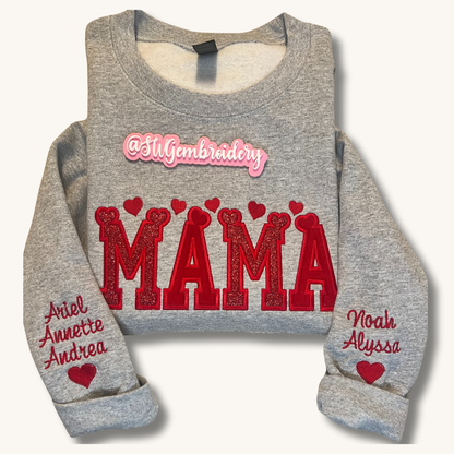 Mama Red Glitter and Flock Sweatshirt