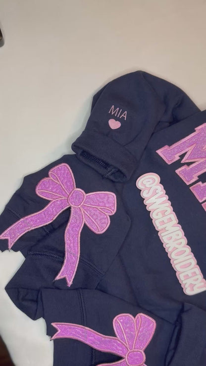 Varsity Glitter Mama with Side Slit Glitter Bows